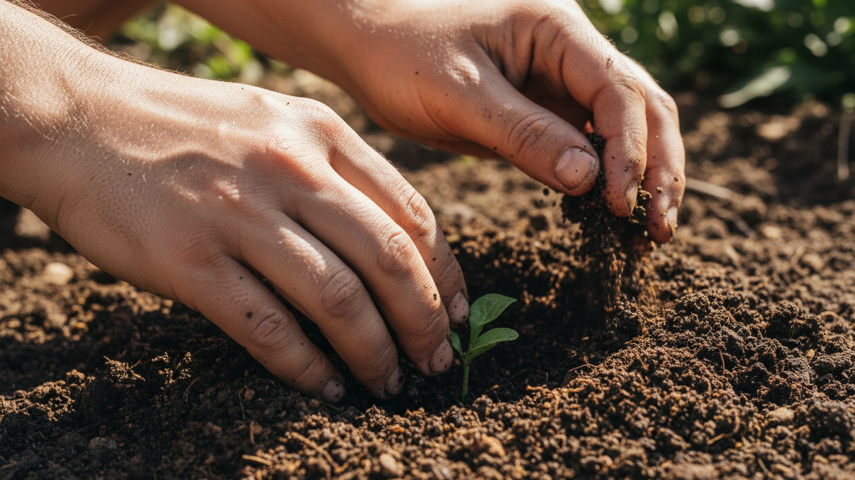 hands in soil