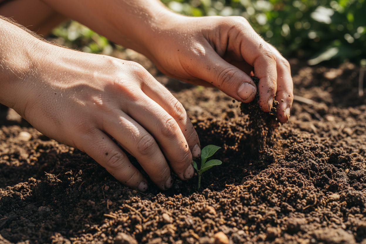 hands in soil