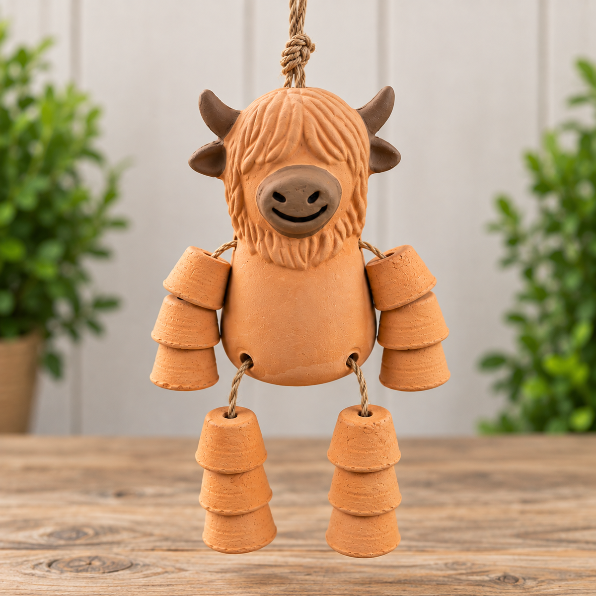 Cow terracotta hanging pot man